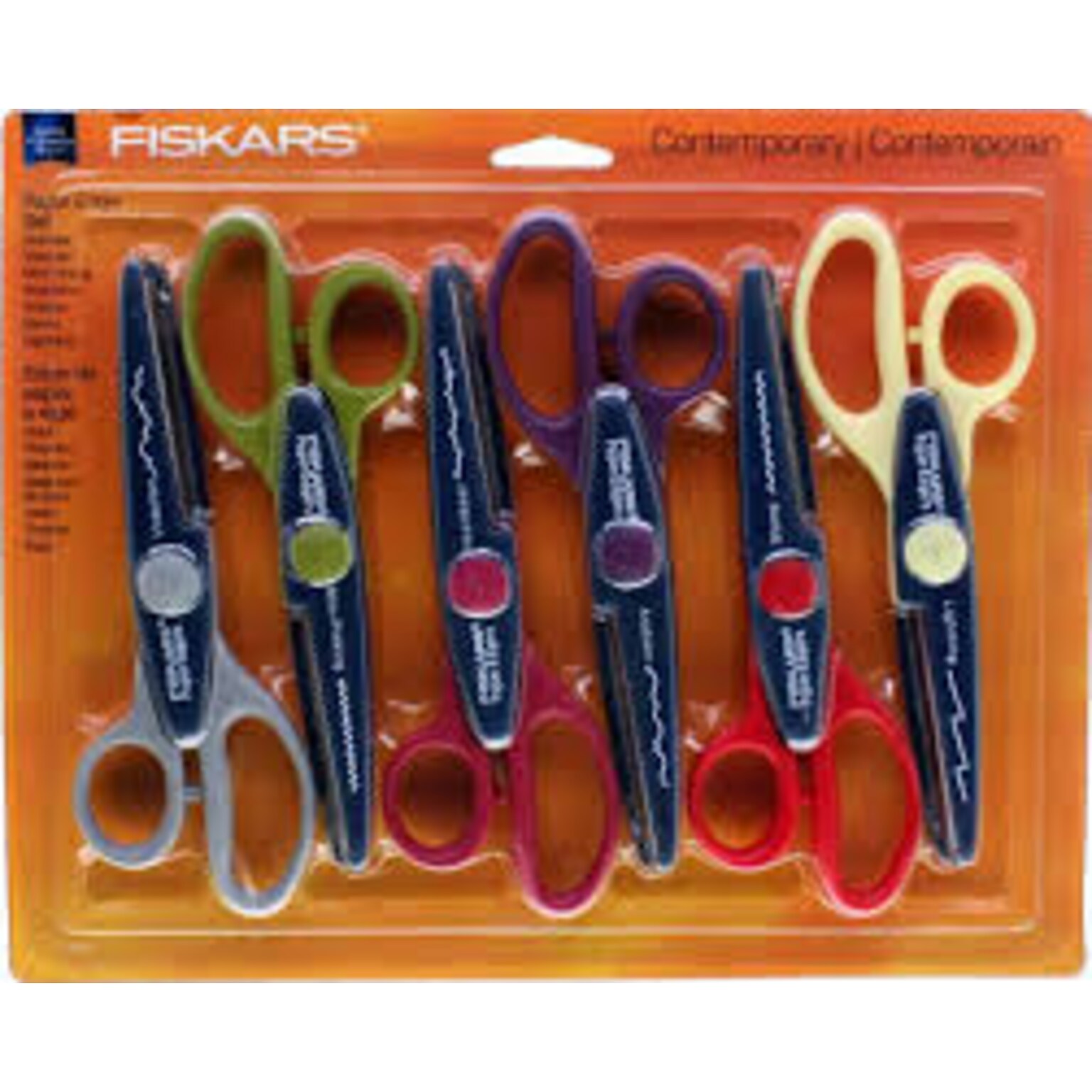 Fiskars Decorative 6 1/2 Stainless Steel Craft Scissors, Pointed Tip, Assorted Colors, 6/Pack (SZ667)