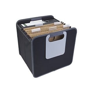 meori Foldable Fabric Office File Tote 13x13x12, Lava Black
