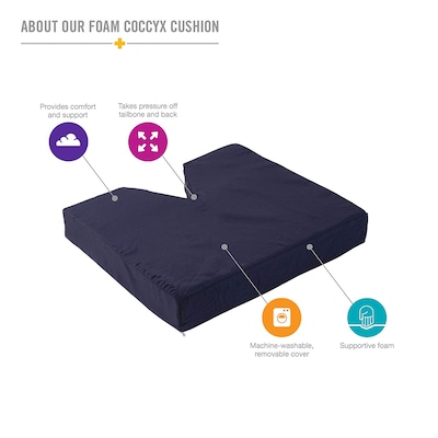 DMI® 16 x 18 x 3 Polyurethane Foam Coccyx Seat Cushion, Polyester/Cotton Cover, Navy