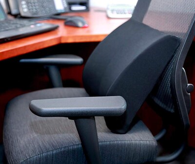 DMI Relax-A-Bac Foam Lumbar Cushion with Strap and Polyester/Cotton Cover, Black