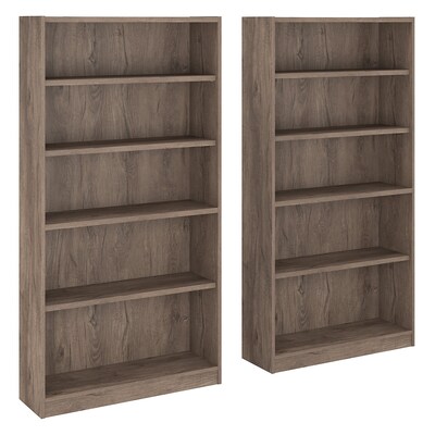 Bush Furniture Universal 5-Shelf 72H Bookcase, Rustic Gray, 2/Set (UB003RG)