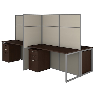 Bush Business Furniture Easy Office 66.34H x 119.84W 4 Person Back to Back Panel Workstation, Moch