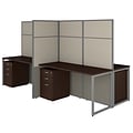 Bush Business Furniture Easy Office 60W 4 Person Cubicle Desk with File Cabinets and 66H Panels, Moc