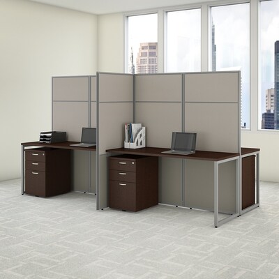 Bush Business Furniture Easy Office 66H x 119W 4 Person Back to Back Panel Workstation, Mocha Cher