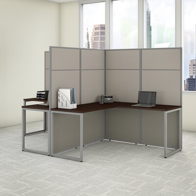 Bush Business Furniture Easy Office 66H x 119W 2 Person T-Shaped Cubicle Workstation, Mocha Cherry