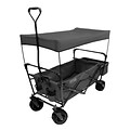 Creative Outdoor Distributor 23.5 Folding Wagon With Removable Canopy, Canvas Fabric/Steel Frame, Gray/Black (900182CO)