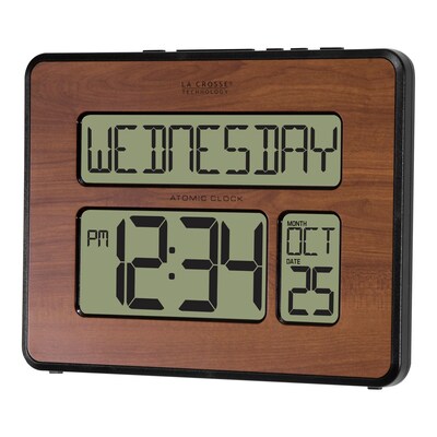 La Crosse Technology Backlight Atomic Calendar Walnut finish Clock with Large Digits (513-1419BL-WA)