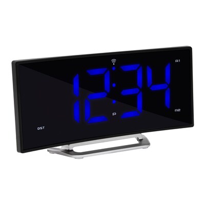 La Crosse Technology Curved Blue LED Atomic Dual Alarm Clock, 1.8 Inch (617-249)