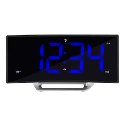 La Crosse Technology Curved Blue LED Atomic Dual Alarm Clock, 1.8 Inch (617-249)