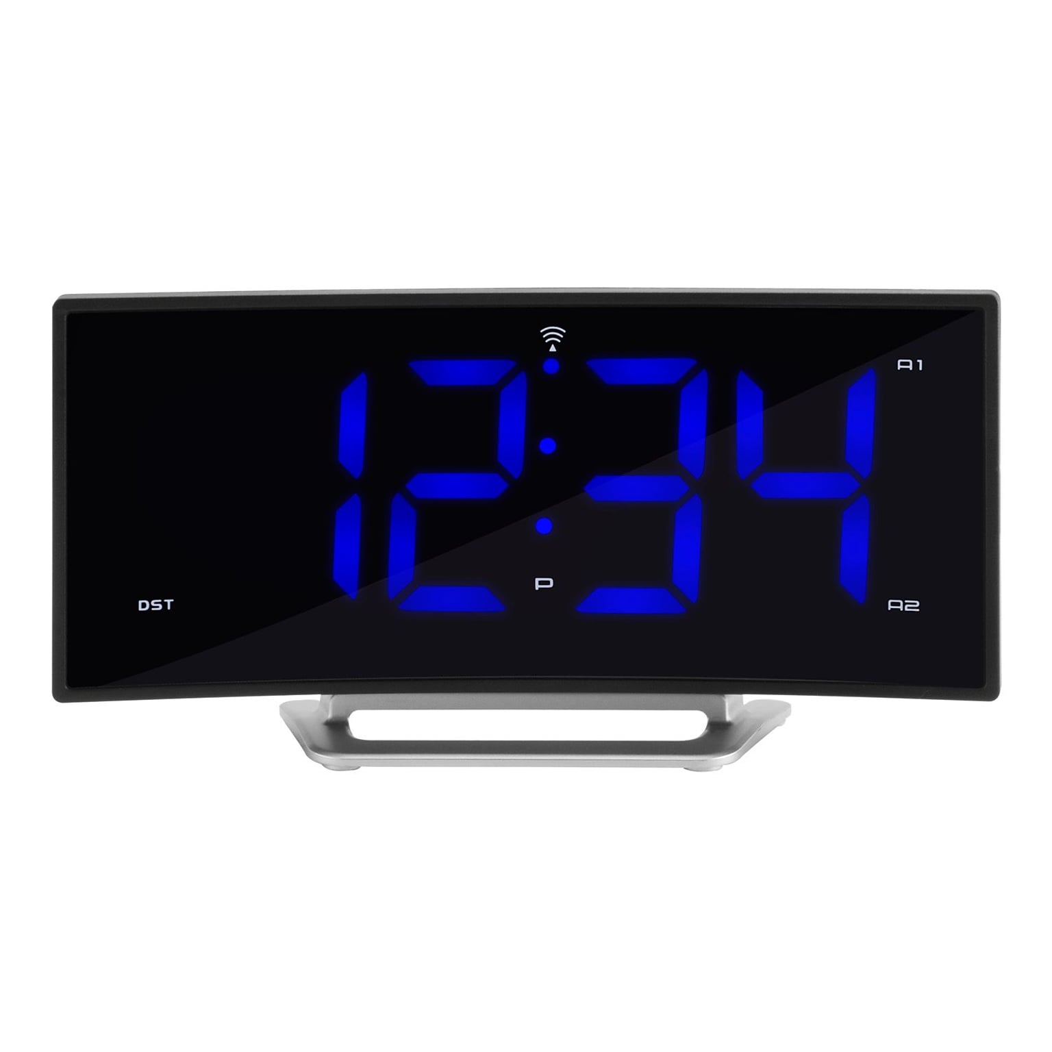 La Crosse Technology Curved Blue LED Atomic Dual Alarm Clock, 1.8 Inch (617-249)