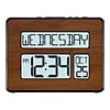 La Crosse Technology Backlight Atomic Calendar Walnut finish Clock with Large Digits (513-1419BL-WA)