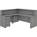 Bush Business Furniture Studio C 71 L-Shaped Reception Desk with Shelf and Mobile File Cabinet, Platinum Gray (STC040PGSU)