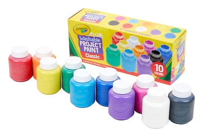 Crayola Classic Washable Watercolors, Assorted Colors, 2 oz., 10 Bottles/Pack (54-1205)