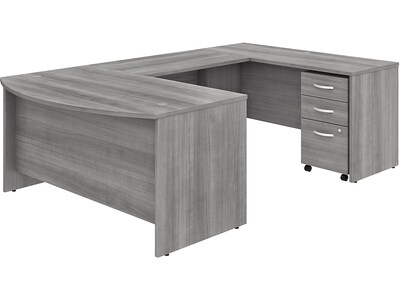 Bush Business Furniture Studio C 59 U-Shaped Desk with Mobile File Cabinet, Platinum Gray (STC005PGSU)