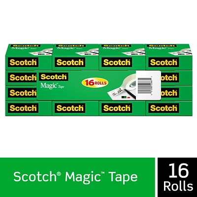 Scotch® Magic™ Tape Refill, Invisible, Write On, Matte Finish, 3/4 x 27.77 yds., 1 Core, 16 Rolls (810K16)