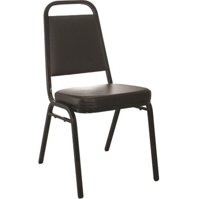 Advantage Black Vinyl-Padded Stackable Chairs 2.5 Padded Seat 50 Pack (627VINYLBBSB50)