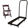 Advantage Folding Table Cart With 20 Mahogany Wood Folding Chairs (1DHCD80WFCM20)