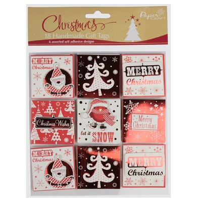 JAM Paper® Handmade To/From Christmas Gift Tag Stickers, Red and White Assorted, 18/Pack (312725289)