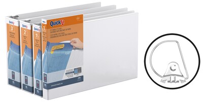 Stride Deluxe Heavy Duty 1 1/2" 3-Ring View Binders, D-Ring, White (94020)