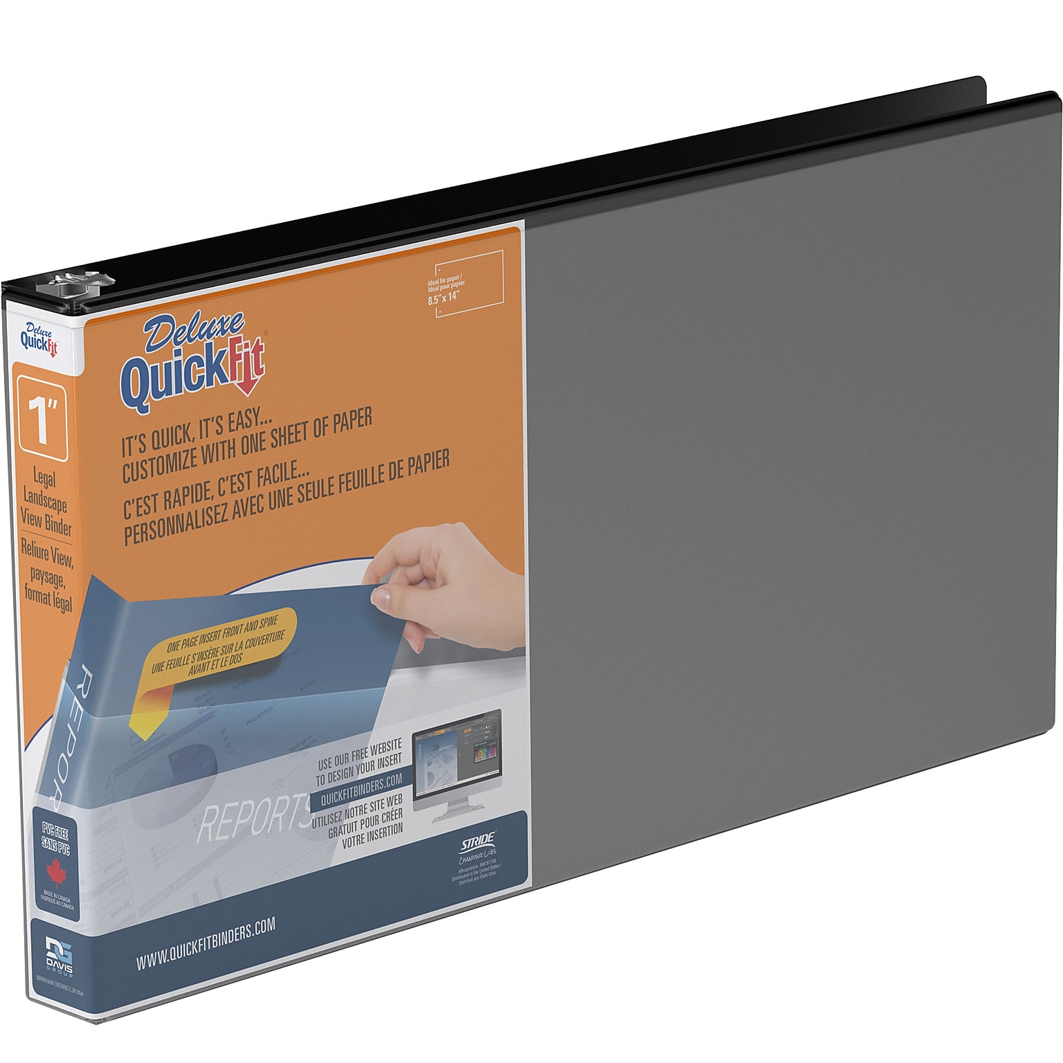 Stride QuickFit Heavy Duty 1 3-Ring View Binders, Black (95011L)