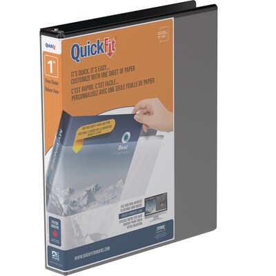 Stride Quick-Fit 1 3-Ring View Binders, D-Ring, Black (8701-01)