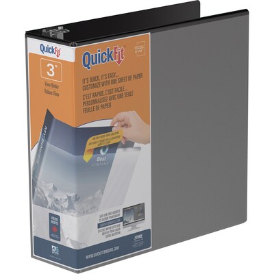 QuickFit 3 3-Ring View Binders, Black (88051)