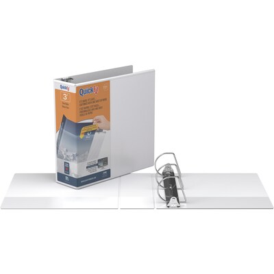 Stride 3" 3-Ring View Binders, D-Ring, White (8705-00)