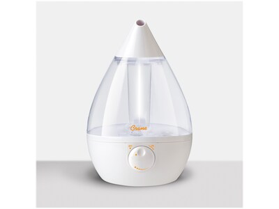 Crane Ultrasonic Cool Mist Tabletop Humidifier, 1-Gallon, For Rooms 500 sq. ft., Clear/White (EE-530
