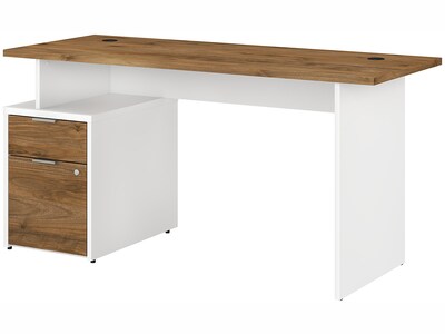 Bush Business Furniture Jamestown 60 Computer Desk Bundle, Fresh Walnut/White (JTN013FWWHSU)