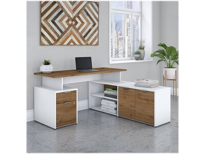 Bush Business Furniture Jamestown 60" L-Shaped Desk Bundle, Fresh Walnut/White (JTN021FWWHSU)