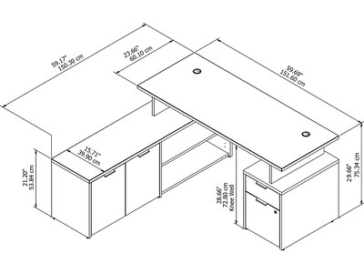 Bush Business Furniture Jamestown 60" L-Shaped Desk Bundle, Fresh Walnut/White (JTN021FWWHSU)