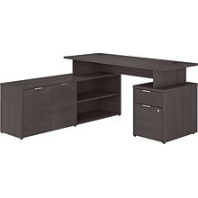 Bush Business Furniture Jamestown 60W L Shaped Desk with Drawers, Storm Gray (JTN021SGSU)