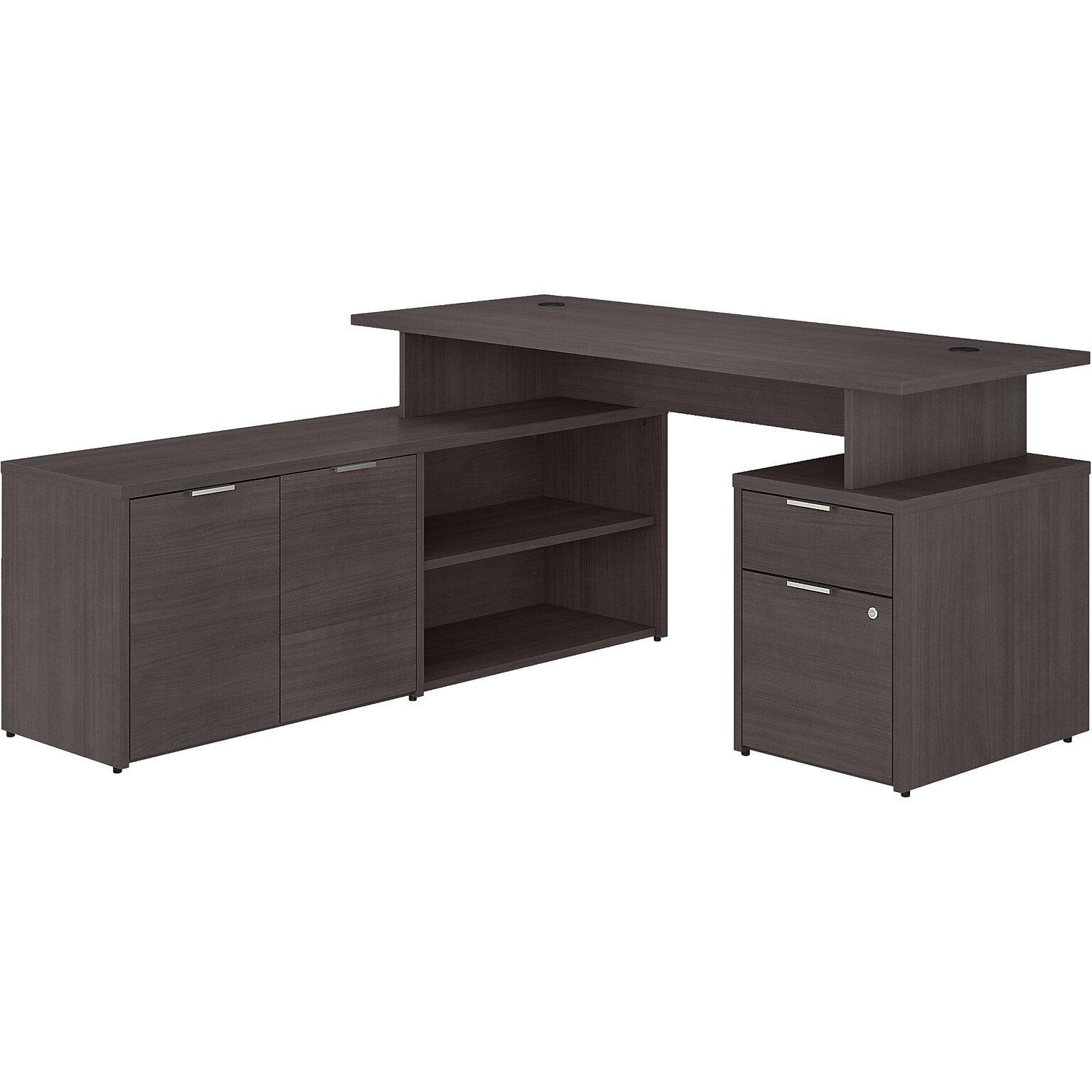 Bush Business Furniture Jamestown 60W L Shaped Desk with Drawers, Storm Gray (JTN021SGSU)