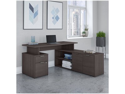 Bush Business Furniture Jamestown 60"W L Shaped Desk with Drawers, Storm Gray (JTN021SGSU)