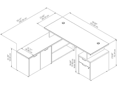 Bush Business Furniture Jamestown 60"W L Shaped Desk with Drawers, Storm Gray (JTN021SGSU)