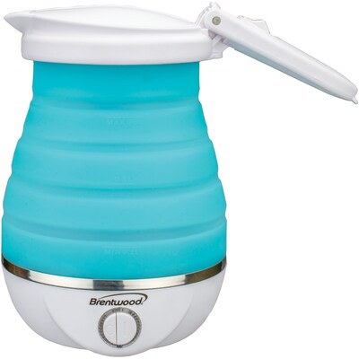 Brentwood Appliances Quart Dual Voltage Collapsible Travel Kettle, 0.85 Qt, Blue (Kt-1508bl)