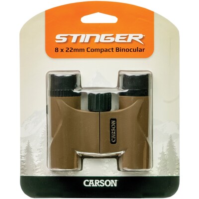 Carson Optical Stinger Compact Portable 8x 22 mm Binoculars, Brown/Black (HW-822)