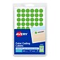 Avery Hand Written Color Coding Labels, 1/2" Dia., Neon Green, 60/Sheet, 14 Sheets/Pack (5052)