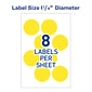 Avery Easy Peel Laser Color Coding Labels, 1 1/4 Dia, Neon Yellow, 8 Labels/Sheet, 50 Sheets/Pack (