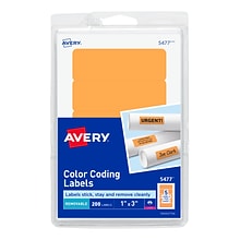 Avery Laser Color Coding Labels, 1 x 3, Neon Orange, 5/Sheet, 40 Sheets/Pack (5477)