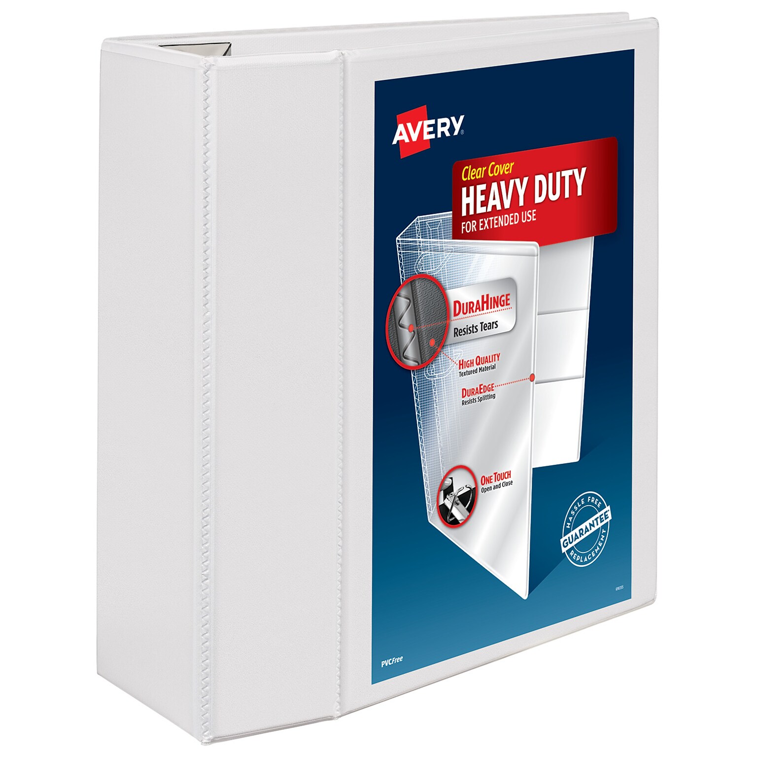 Avery Heavy Duty 5 3-Ring View Binders, D-Ring, White (79-106/79-706)