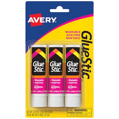 Avery Glue Stic Glue Sticks, 1.27 oz., White, 6/Pack (98073)