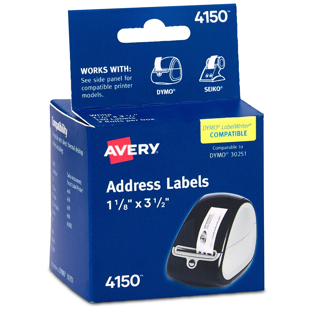 DYMO LabelWriter White Address Labels 1 1/8 x 3 1/2 520 Count Model 30251