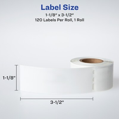 Avery Direct Thermal Roll Multipurpose Labels, 1-1/8" x 3-1/2", Clear, 120 Labels /Roll, 1 Roll/Box, 120 Labels/Box (4151)