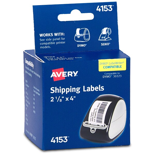 Avery Thermal Shipping Labels, 2-1/8 x 4, White, 140 Labels/Roll, 1 Roll/Box (4153)