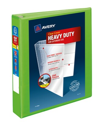 Avery Heavy Duty 1 1/2 3-Ring View Binders, D-Ring, Chartreuse (79773)