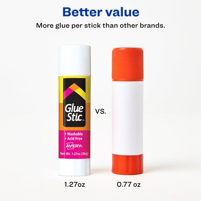 Avery Washable Glue Sticks, 1.27 oz., White (00196)