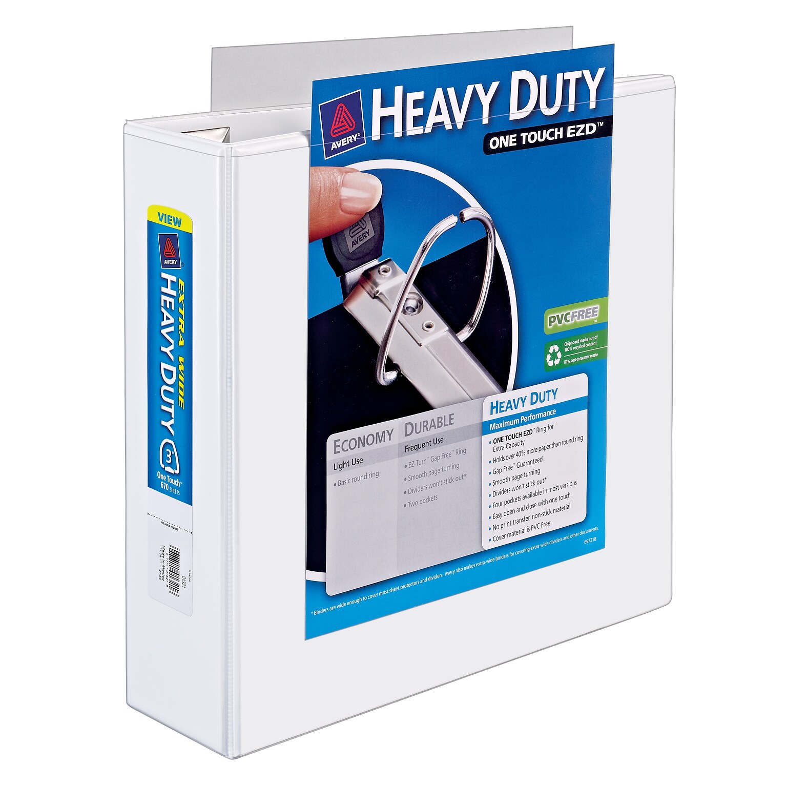 Avery Extra-Wide Heavy Duty 3 3-Ring View Binders, D-Ring, White (01321)