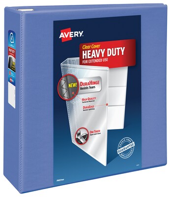 Avery Heavy-Duty 4 3-Ring View Binder, Periwinkle (79329)