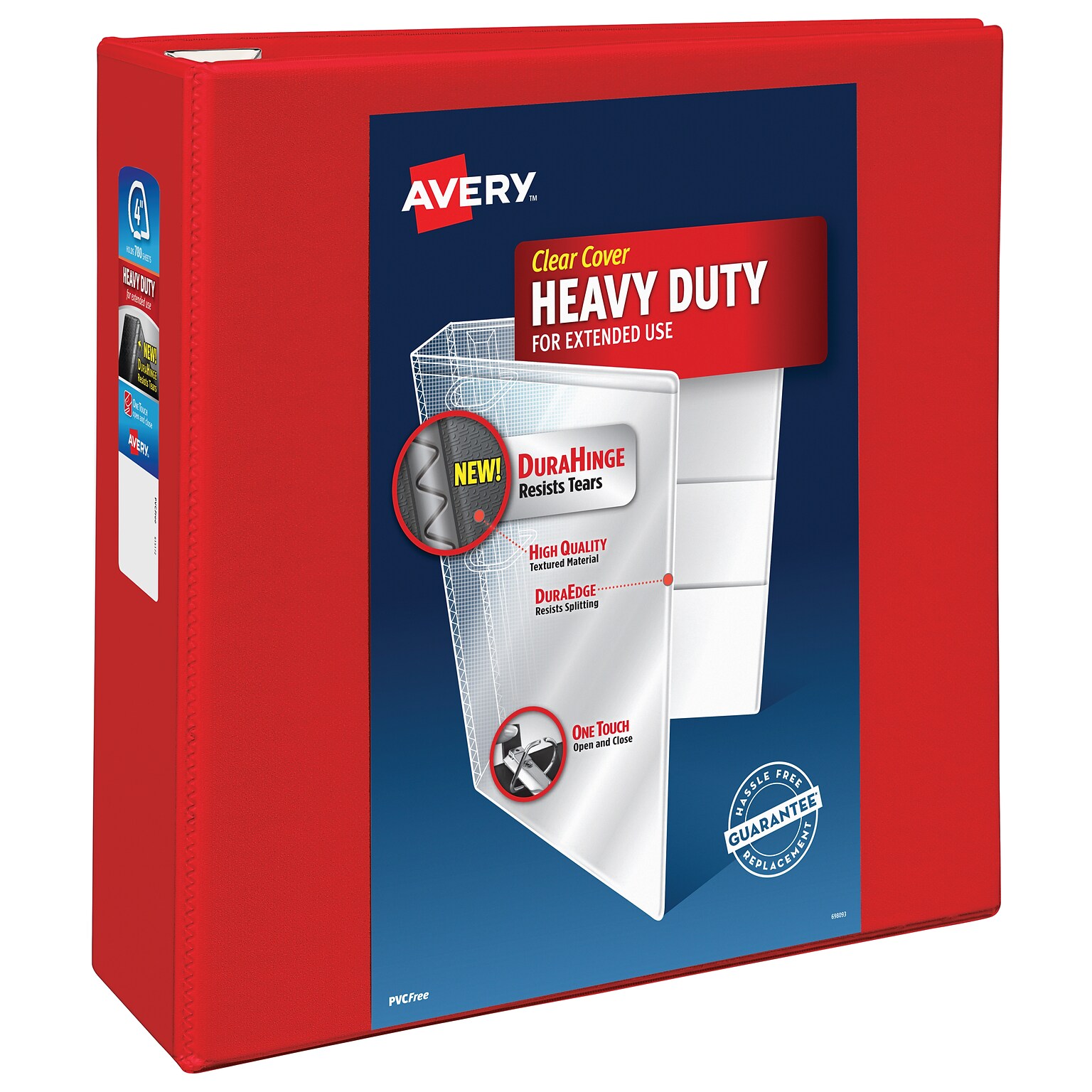 Avery Heavy Duty 4 3-Ring View Binders, D-Ring, Red (79326)